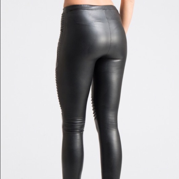 Moto Faux Leather Black Leggings - Picture 5 of 8